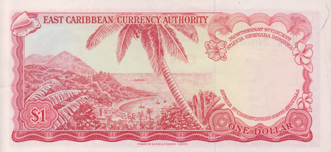 Back of East Caribbean States p13f: 1 Dollar from 1965