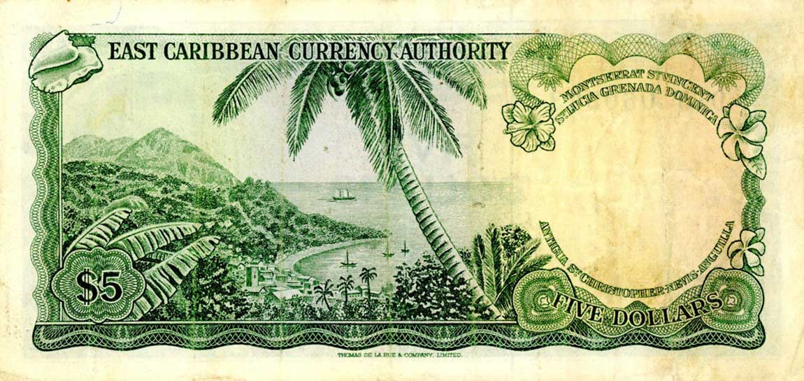 Back of East Caribbean States p14l: 5 Dollars from 1965