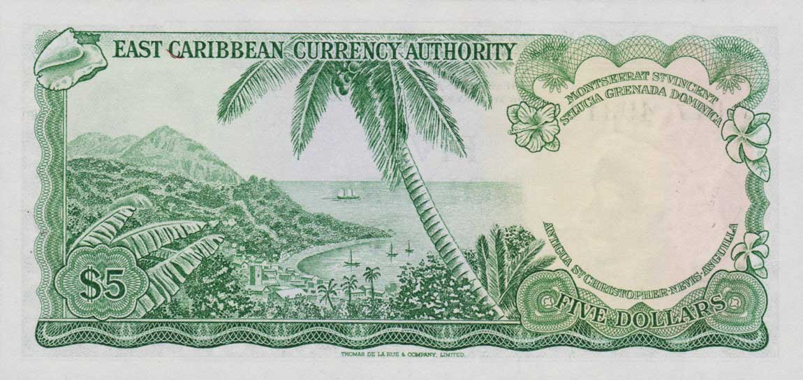 Back of East Caribbean States p14p: 5 Dollars from 1965
