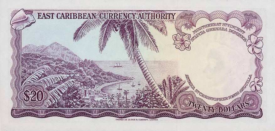Back of East Caribbean States p15n: 20 Dollars from 1965