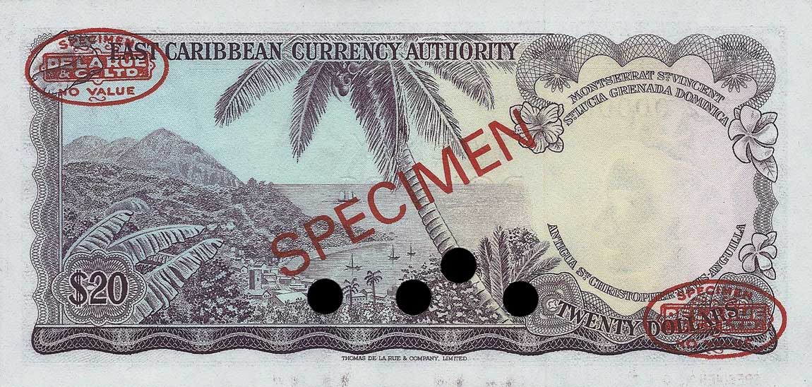 Back of East Caribbean States p15s: 20 Dollars from 1965