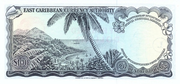 Back of East Caribbean States p16k: 100 Dollars from 1965