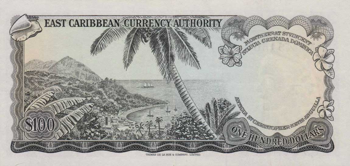 Back of East Caribbean States p16n: 100 Dollars from 1965