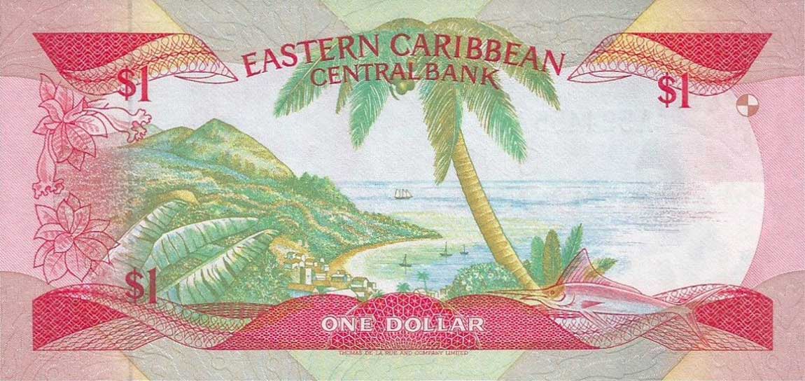 Back of East Caribbean States p17a: 1 Dollar from 1985