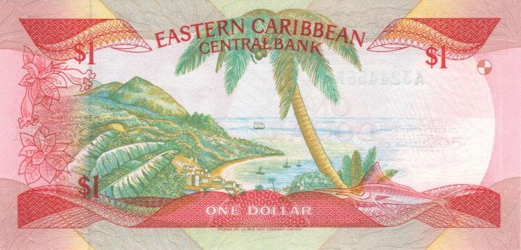 Back of East Caribbean States p17m: 1 Dollar from 1985