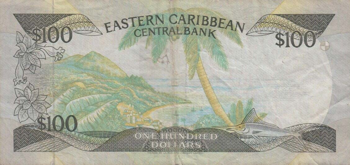 Back of East Caribbean States p20m: 100 Dollars from 1986