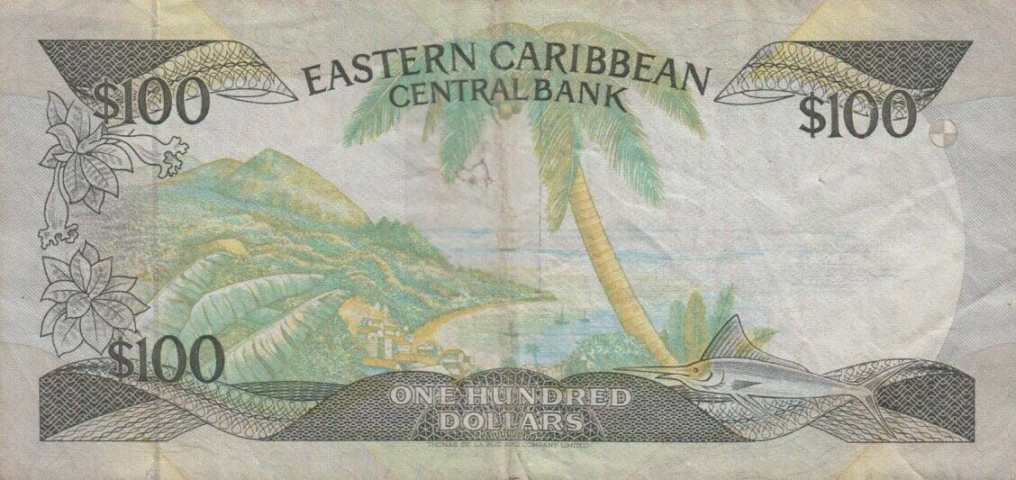 Back of East Caribbean States p20m: 100 Dollars from 1986