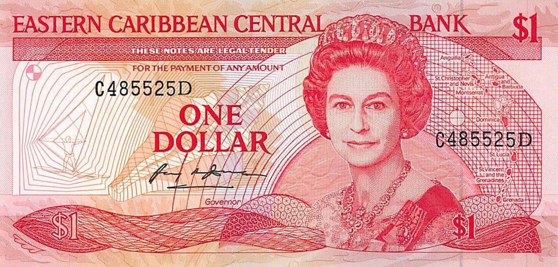 Front of East Caribbean States p21d: 1 Dollar from 1988