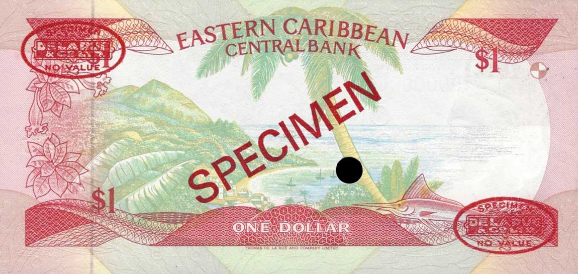 Back of East Caribbean States p21s: 1 Dollar from 1988
