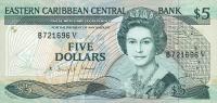 p22v2 from East Caribbean States: 5 Dollars from 1988