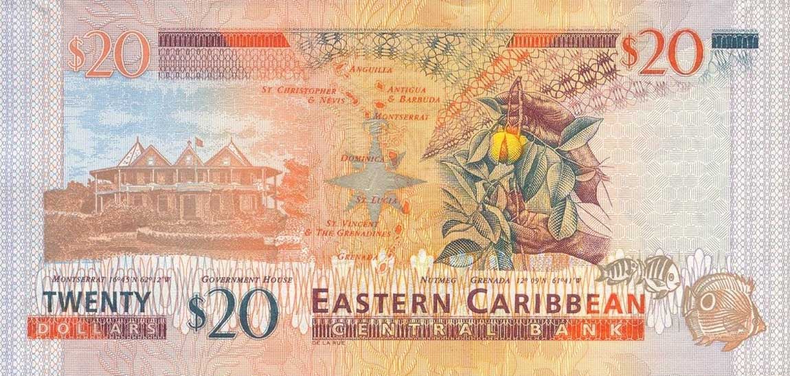 Back of East Caribbean States p28l: 20 Dollars from 1993