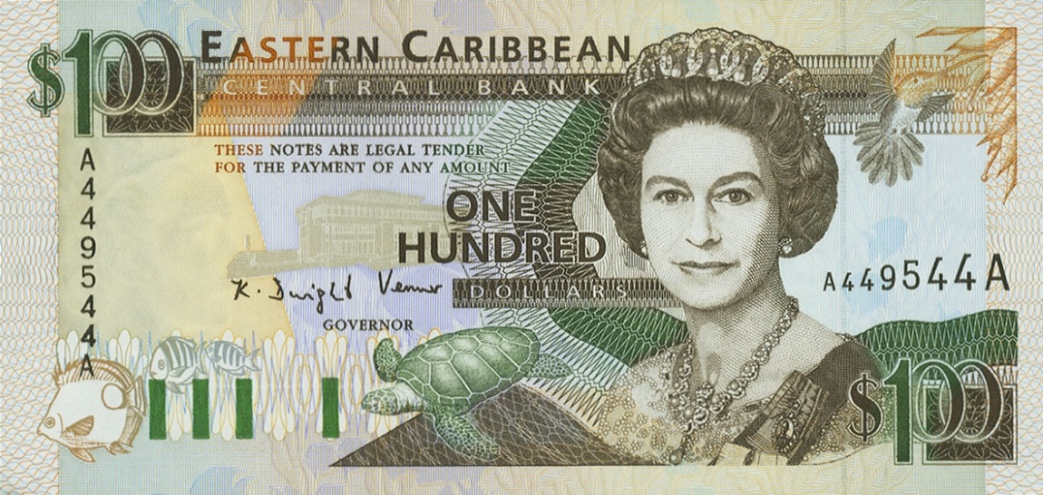 Front of East Caribbean States p30a: 100 Dollars from 1993