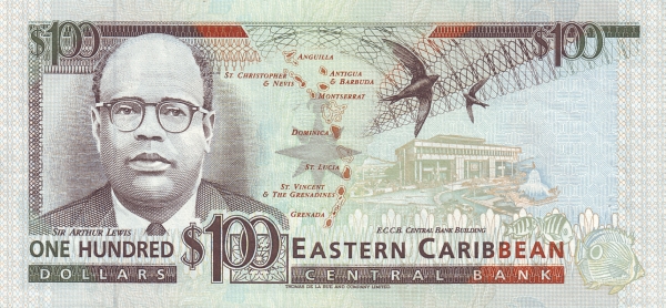 Back of East Caribbean States p30u: 100 Dollars from 1993