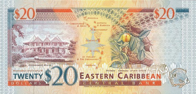 Back of East Caribbean States p33g: 20 Dollars from 1994