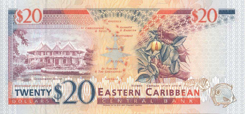 Back of East Caribbean States p33l: 20 Dollars from 1994