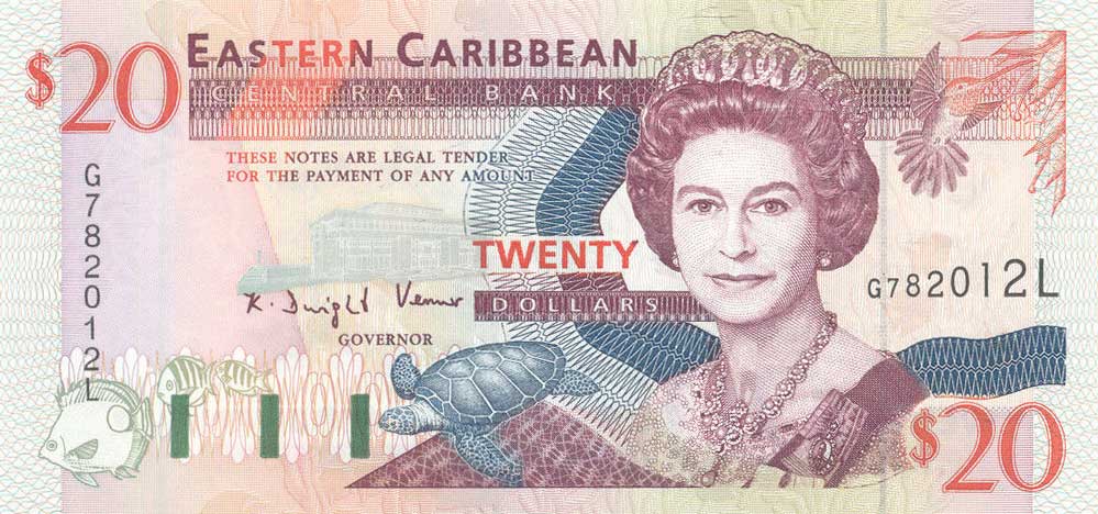 Front of East Caribbean States p33l: 20 Dollars from 1994