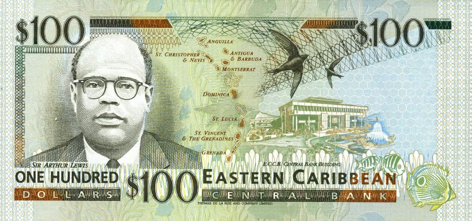 Back of East Caribbean States p35d: 100 Dollars from 1994