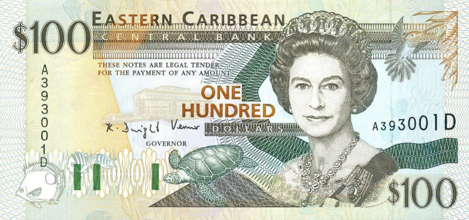 Front of East Caribbean States p35d: 100 Dollars from 1994