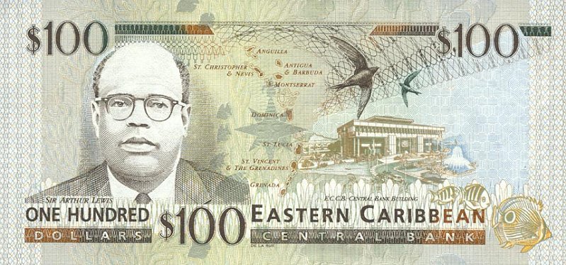 Back of East Caribbean States p36u: 100 Dollars from 1998