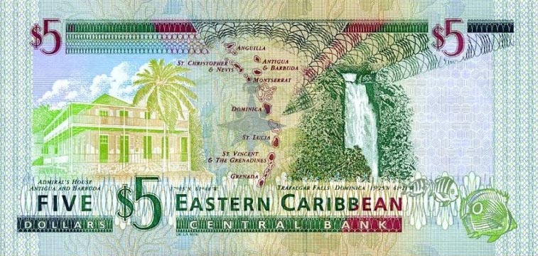 Back of East Caribbean States p37d2: 5 Dollars from 2000