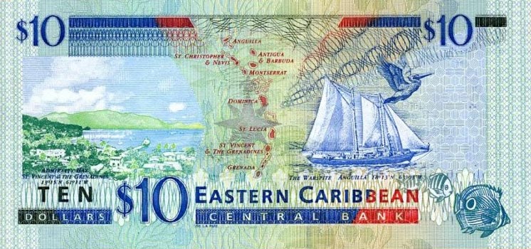 Back of East Caribbean States p38k: 10 Dollars from 2000
