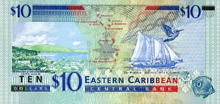 Back of East Caribbean States p38u: 10 Dollars from 2000