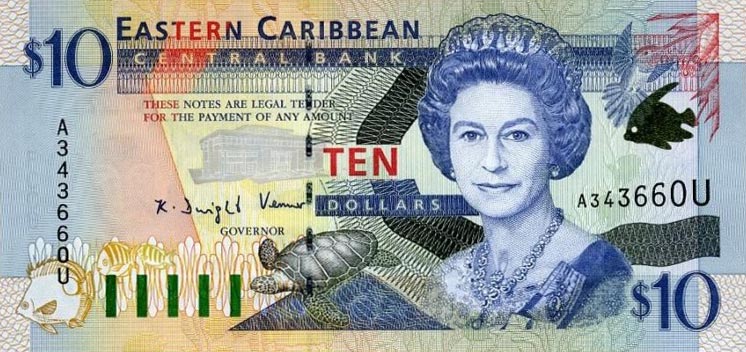 Front of East Caribbean States p38u: 10 Dollars from 2000