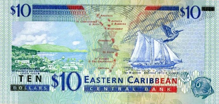 Back of East Caribbean States p38v: 10 Dollars from 2000