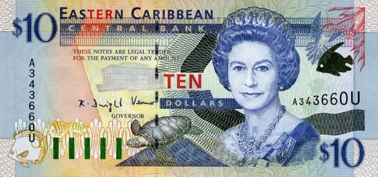 Front of East Caribbean States p38v: 10 Dollars from 2000