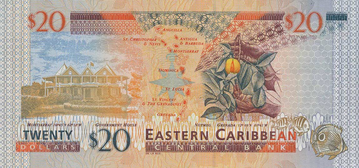 Back of East Caribbean States p39g: 20 Dollars from 2000