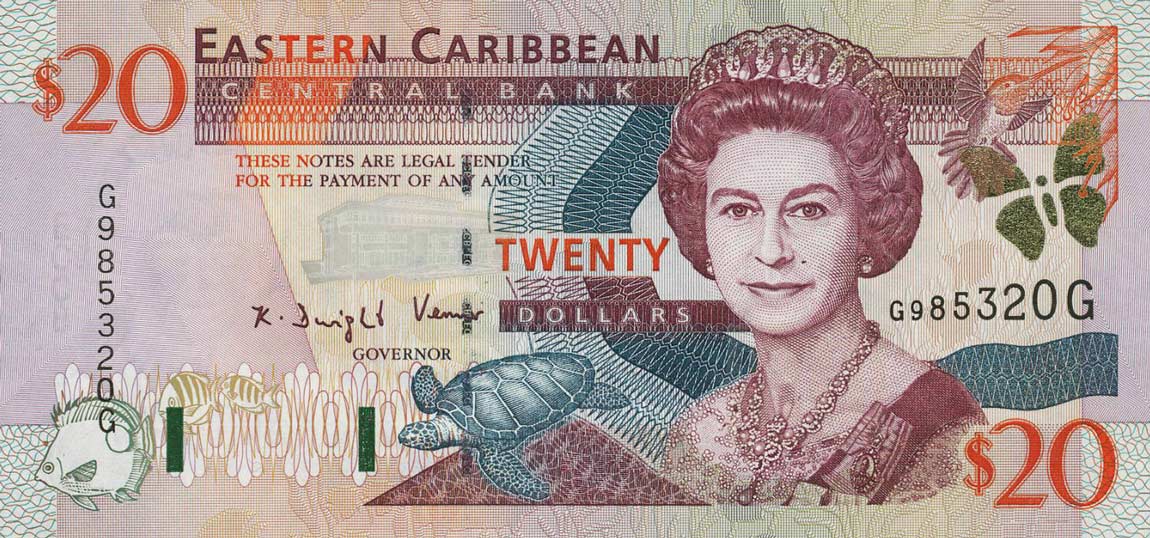 Front of East Caribbean States p39g: 20 Dollars from 2000