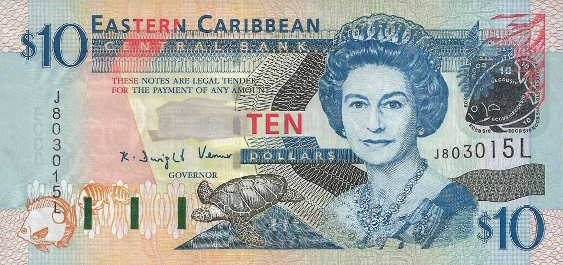Front of East Caribbean States p43l: 10 Dollars from 2003