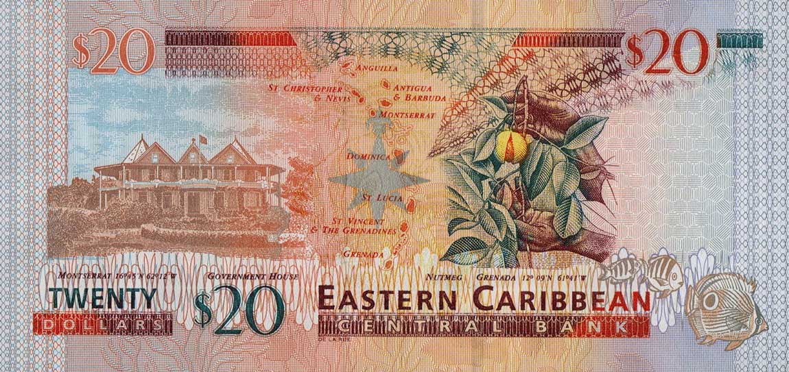 Back of East Caribbean States p44g: 20 Dollars from 2003