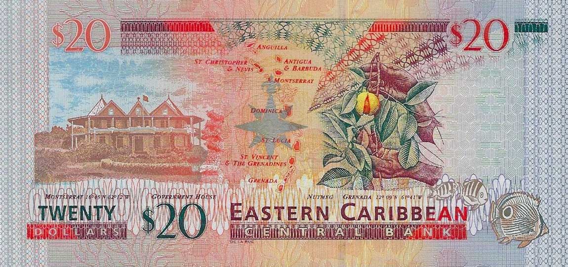 Back of East Caribbean States p44l: 20 Dollars from 2003