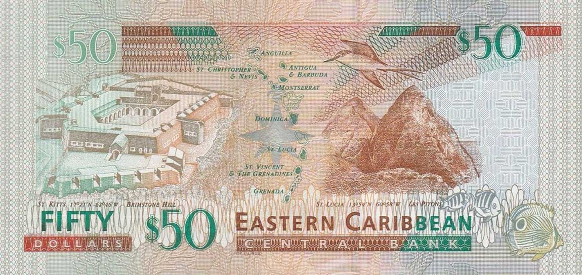 Back of East Caribbean States p45g: 50 Dollars from 2003