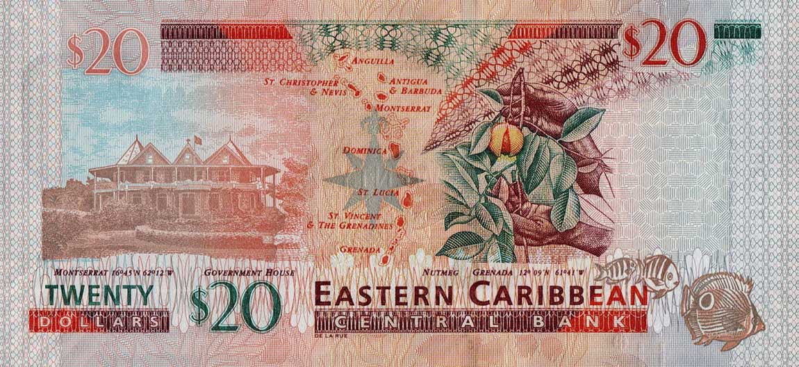 Back of East Caribbean States p53b: 20 Dollars from 2015