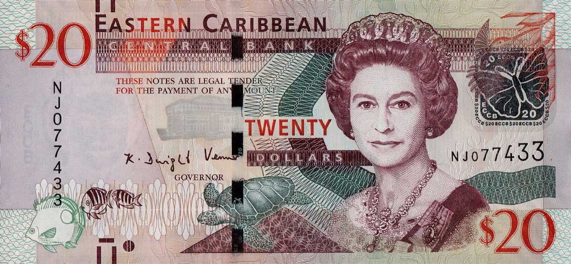 Front of East Caribbean States p53b: 20 Dollars from 2015
