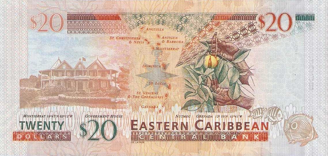 Back of East Caribbean States p53r: 20 Dollars from 2012