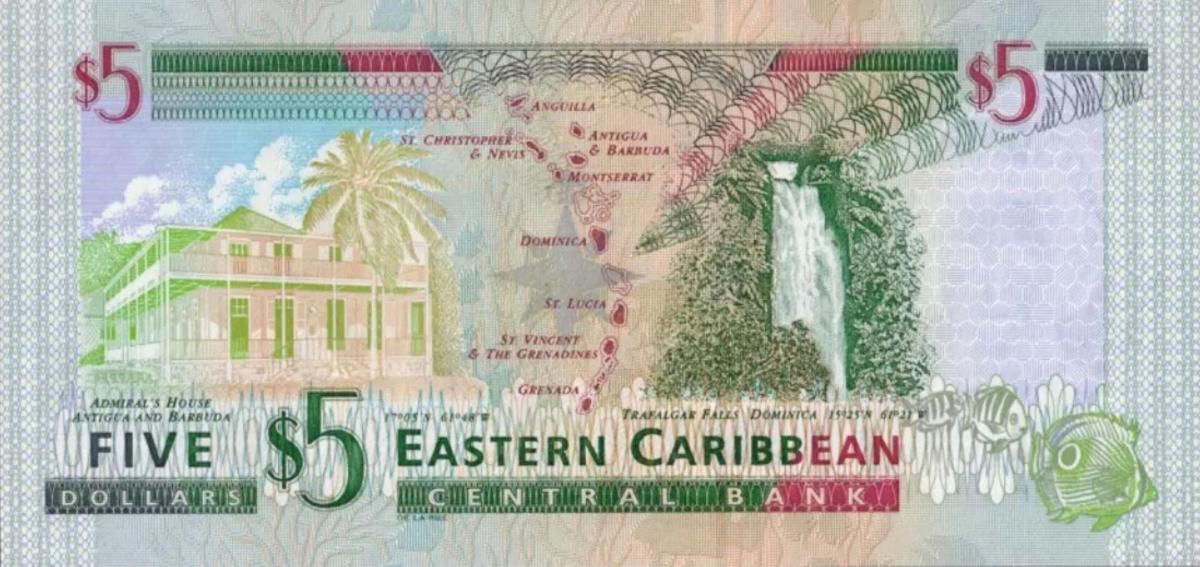 Back of East Caribbean States p37k1: 5 Dollars from 2000