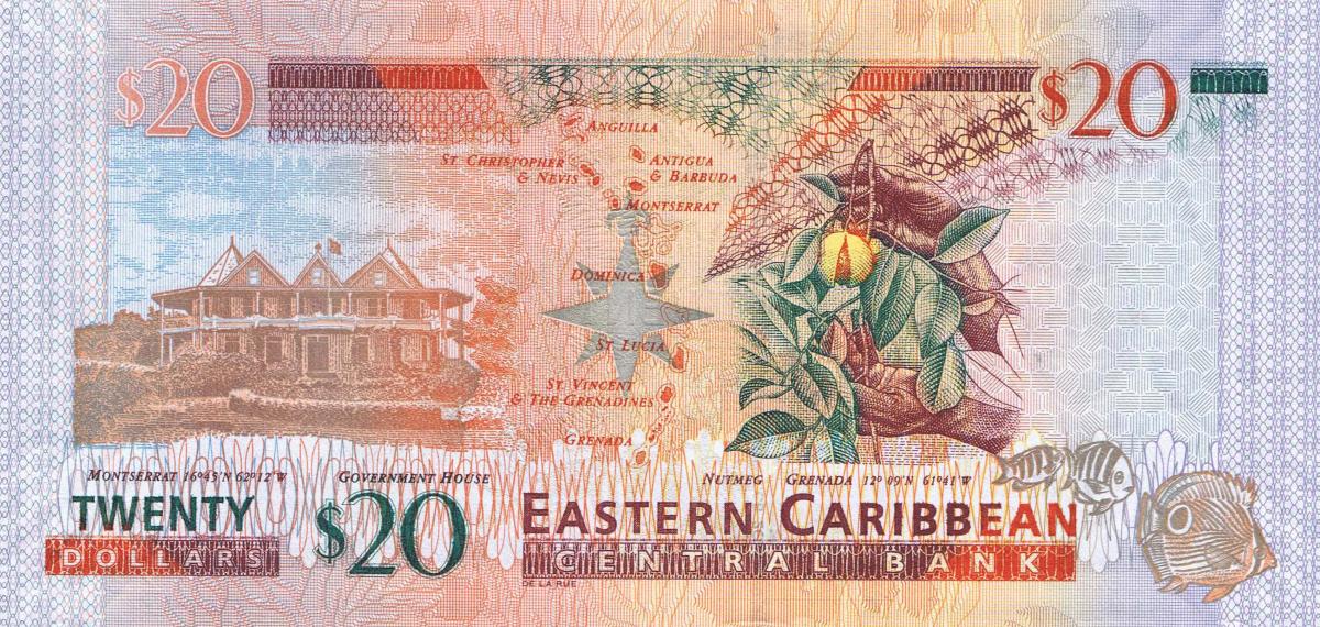 Back of East Caribbean States p49: 20 Dollars from 2008
