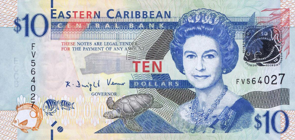 Front of East Caribbean States p52a: 10 Dollars from 2012