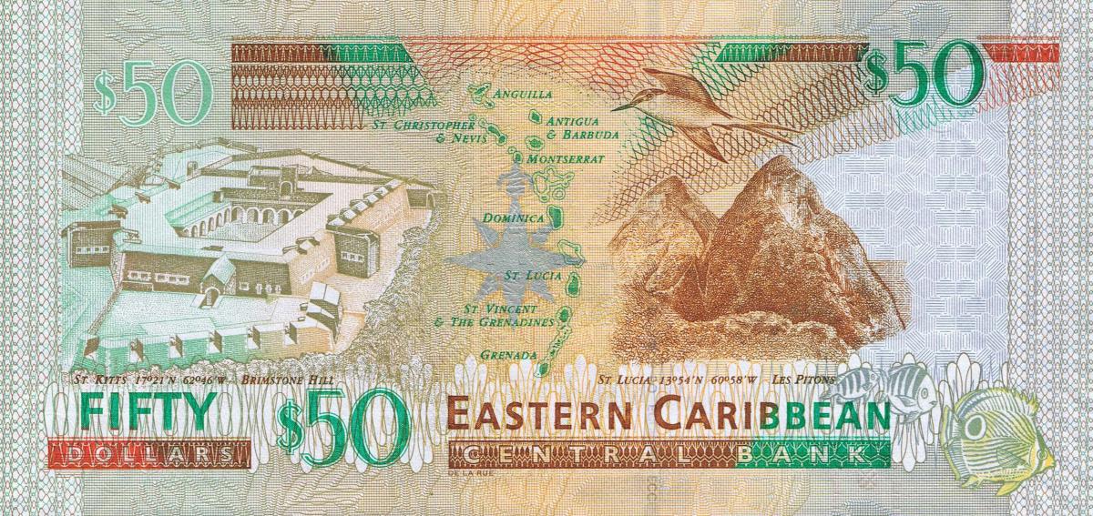 Back of East Caribbean States p54a: 50 Dollars from 2012