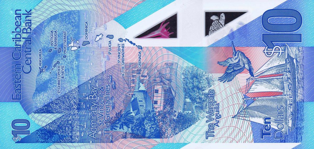 Back of East Caribbean States p57: 10 Dollars from 2019