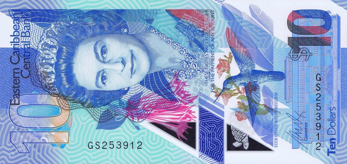 Front of East Caribbean States p57: 10 Dollars from 2019