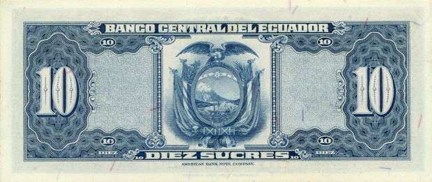 Back of Ecuador p101b: 10 Sucres from 1953