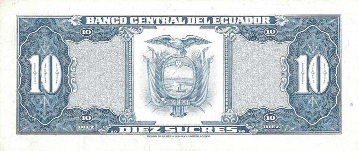 Back of Ecuador p114a: 10 Sucres from 1968