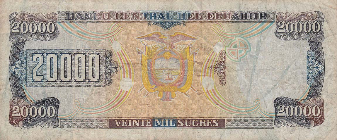 Back of Ecuador p129f: 20000 Sucres from 1998