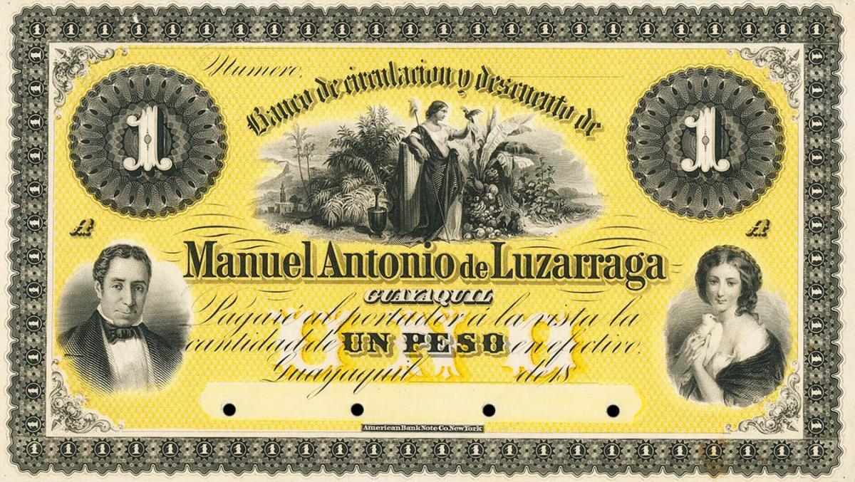 Front of Ecuador pS111p: 1 Peso from 1868