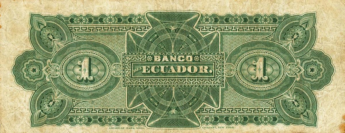 Back of Ecuador pS151c: 1 Sucre from 1901
