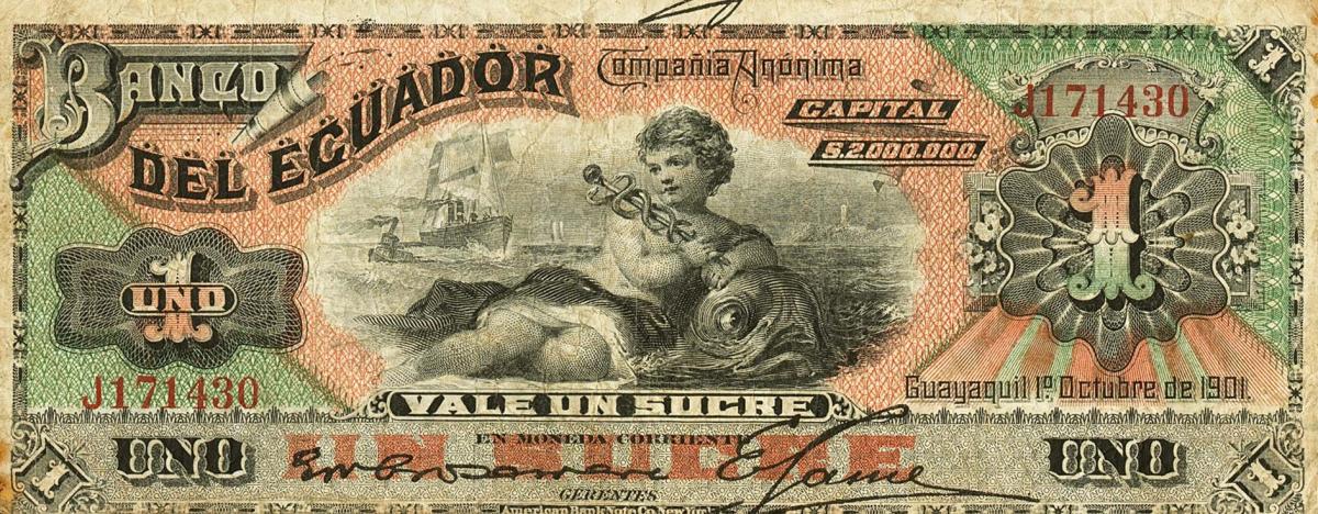 Front of Ecuador pS151c: 1 Sucre from 1901